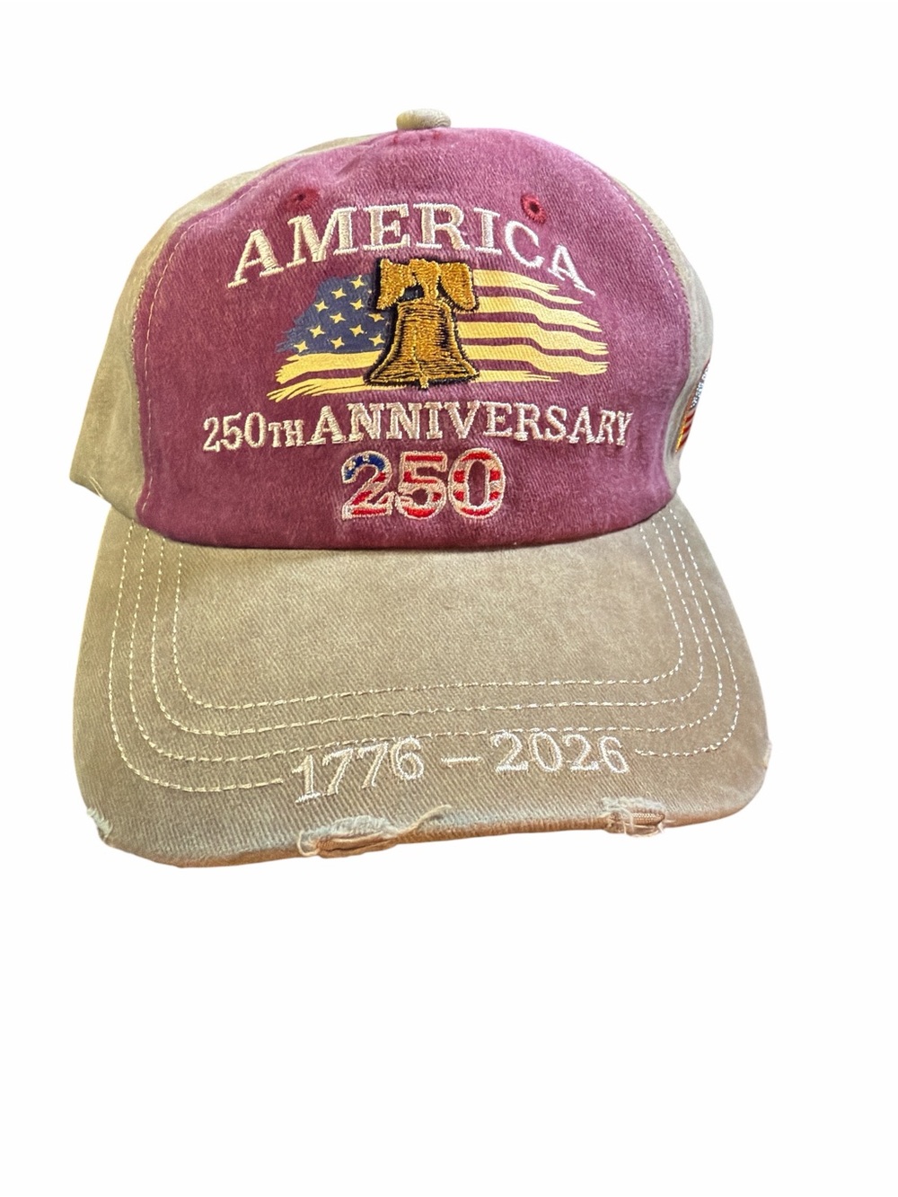 NWT America 250th Anniversary Semiquincentennial Hat 1776-2026 Maroon Khaki